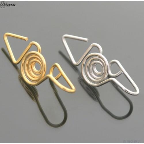 Starose 2Pcs Triangle Circle Nose Rings Pin Swirl Nose Cuff Fake Nostril Tragus Piercing Helix Ring Clip on Earrings Ear Jewelry