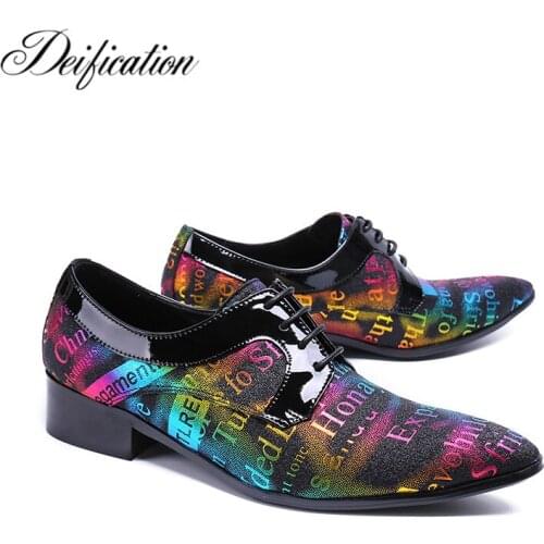 Deification Stylish Elegant Letter Printed Man Dress Shoes Zapatillas Hombre Oxford Shoes For Men Lace-Up Leather Shoes Big Size