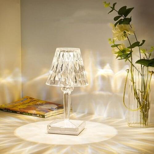 LED Night Light Diamond Acrylic Table Lamp Creative USB Charging Touch Sensor Restaurant Bar Desktop Decoration Table Lamp Gift