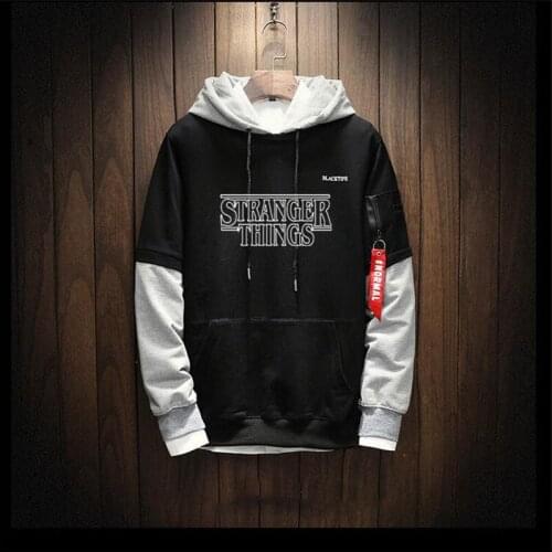 2019 Autumn Winter HoodieMen Stranger Things Hip Hop Patchwork Long Sleeve Pullover Contrast Women/Men Sweatshirt Hoodies M-5XL