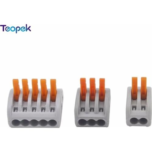 10pcs Universal Compact Wire Wiring Connector 2 pin/ 3pin / 5pin Conductor Terminal Block With Lever PCT-212 213 215