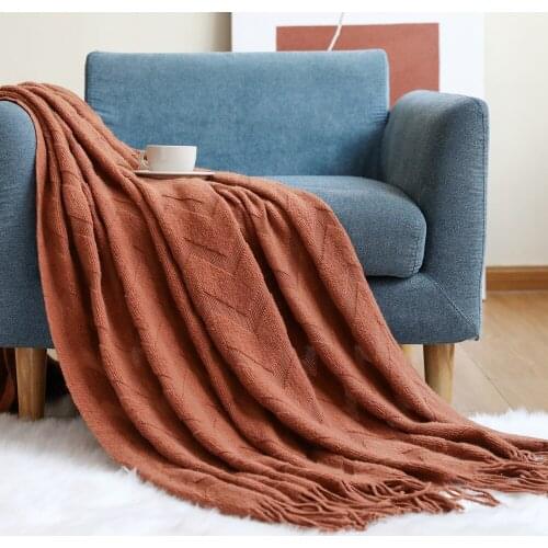 Knitted Blanket Winter Thick Chunky Thread Blankets for Bed Sofa Grey Blue Air Condition Stripe Throw Blankets Hotel Home Decor