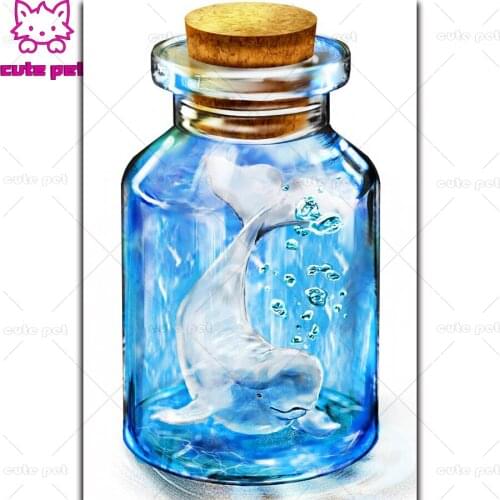 Cross Stitch 5d Dolphin in a bottle Diy Diamond Painting Diamond Embroidery Full Diamond home art decoration Needlework Mosaic