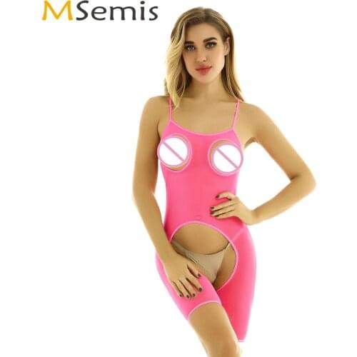 Women Sexy Bodystocking Lingerie See Through Sheer Mesh Bodysuit Porno Cupless Open Crotch Catsuit Sissy Crotchless Nightwear