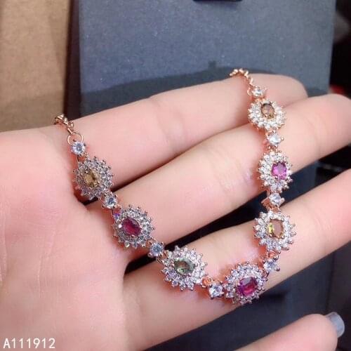 KJJEAXCMY fine jewelry natural Tourmaline 925 sterling silver new women gemstone hand bracelet support test fashion