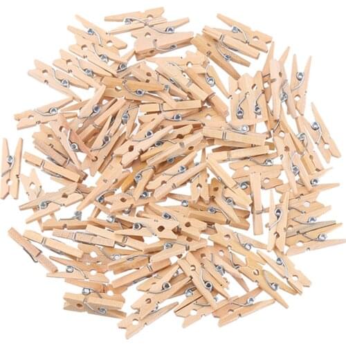 100 PCS 25mm Quality Mini Spring Wood Clips Clothes Photo Paper Peg Pin Clothespin Craft Clips Party Home Decoration