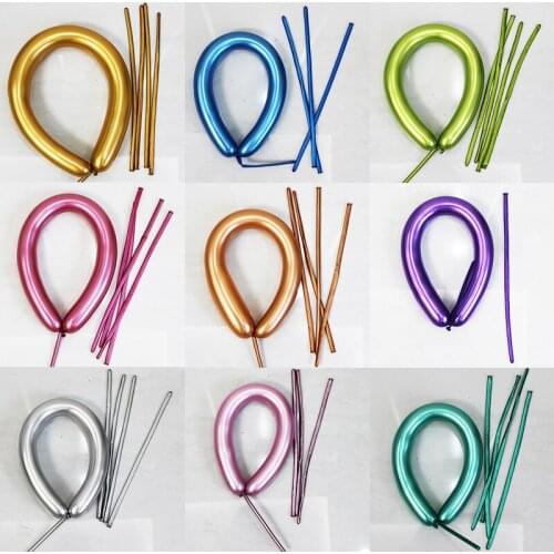 20pcs Long New Glossy Metal Pearl Latex Balloons Thick Chrome Metallic Colors Inflatable Air Balls Globos Birthday Party Decor