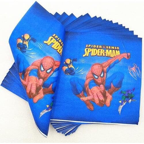 20pc/set Spiderman Party Supplies Napkin Baby Shower Disposable Tableware Decoration Superhero Tissue Kids Birthday Party Favors