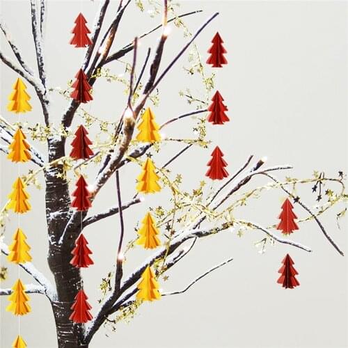 250CM Mini Christmas 10 Tree Decor For Home Paper String Pull Flower Hanging Flag For Xmas Party Decoration Christmas Decor Gift