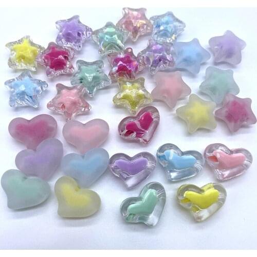50Pcs Acrylic Star/Heart Garment Beads DIY Craft Necklace Jewelry Ornament Materials Arts Hair Accessories Punk Clothes Plastic