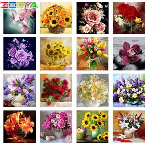 Zooya 5D Stitch Diamond Painting Flower 5D Diamond Embroidery Painting Cross Stitch Diamond Painting Mosaic Gift Handmake Jq610