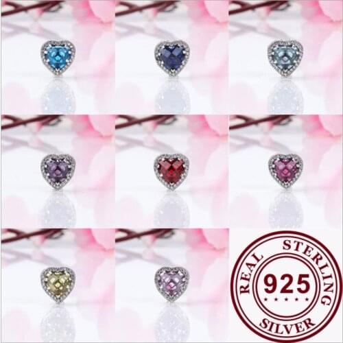 Authentic 925 Sterling Silver Bead New Hollow Heart-shaped Cats Eye Beads Fit Original Pandora Bracelet For Women Diy Jewelry