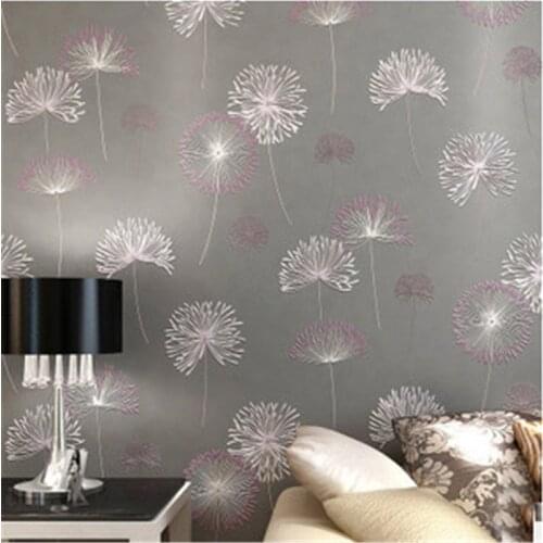 Beibehang High Quality Romantic Dandelion Wedding Decorative Wallpaper Non-woven Floral 3D Wallpapers Mural Wall Paper 4 Col