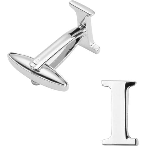 Free delivery, high quality copper material cuff links, brand new fashionable silvery I letter cuff links, mens wedding gifts