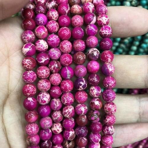 Natural Rose Pink Imperial Jaspe r beads,Sea Sediment Jaspers Beads 6MM 8MM 10MM 12MM Round Stone Loose Beads for jewelry 15.5"