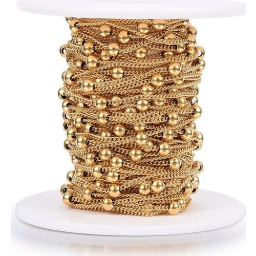10m/roll Stainless Steel/GoldenBeaded Satellite Cable Link Chain for DIY Anklet Necklaces Bracelet Jewelry Making Fingdings
