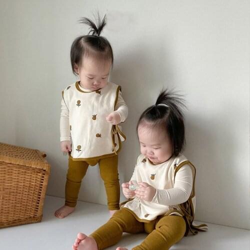 Baby Clothes Printing Vest Autumn Newborn Vest Thin Pear Print Boys' Shoulder Vest Infant Girl Casual Waistcoat