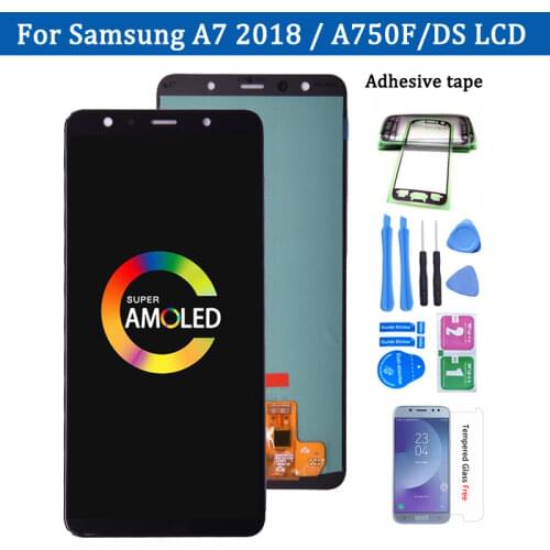 Super Amoled For Samsung Galaxy A7 2018 A750 SM-A750F LCD Display with Touch Screen Digitizer Assembly For Samsung A750 LCD
