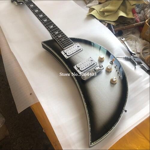 Factory Outlet 6 string electric guitar, moon guitar, silver paint, rose wood fingerboard, free shipping