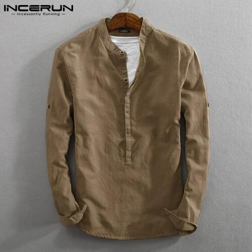 INCERUN Mens Linen Shirts