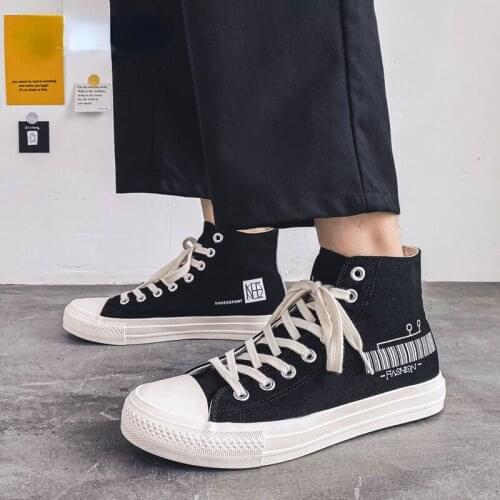 2021 Fashion Mens Vulcanized Shoes Sneakers New Mens Canvas Shoes Flat Casual Comfortable High Top Mens Shoes Tenis Masculino
