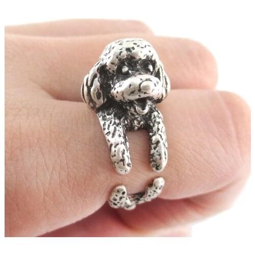 Daisies One Piece Lovely Poodle Rings Free Size Animal Statement Jewelry for Women Pet Lovers Cute Toy Dog Finger Ring