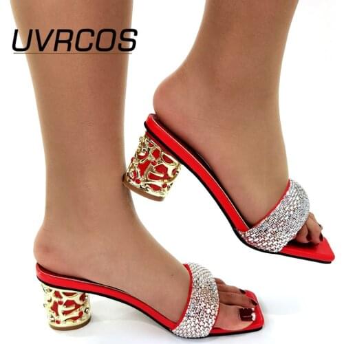 Shoes and Bag Set African Sets Red Color African Shoe and Bag Set for Party In Women Nigerian Shoes and Bag Set for Wedding