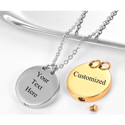 Unisex Stainless Steel Cremation Round Urn Necklace Ashes Jewelry For Women Men Pet Keepsake Pendant Memorial Locket Holder