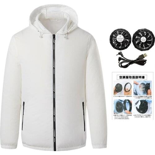 Men Cooling Fan Jacket USB Fan 3 Speeds Men Long Sleeve Hooded Air Conditioning Clothing Camping Running Hiking Jacket Outdoor