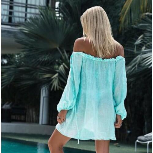 New Beach Wear Cover-ups Women White Cotton Tunic Bikini Wrap Skirt Swimsuit Cover Up Bath Dress Summer Sarong plage pareo