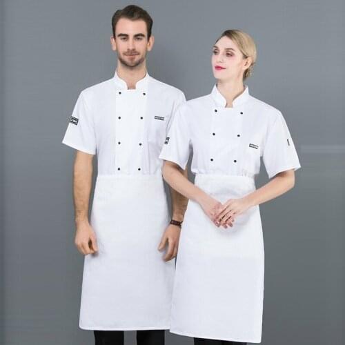 Chef Wearing Western Restaurant Hotel Plus Size Cook Uniform Short-sleeved Men Women Breathable Fast Food Shop Overalls H2094
