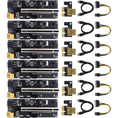 Newest VER009S Plus USB 3.0 PCI-E Riser VER 009S Express 1X to 16X Extender Riser Adapter Card 6Pin Power Cable For Mining 60CM