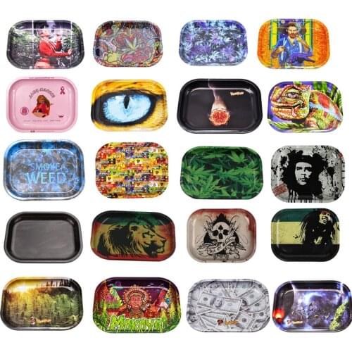 Tobacco Rolling Tray 18*14CM Metal Cigarette Smoking Herb Tinplate Plate Smoking Accessories
