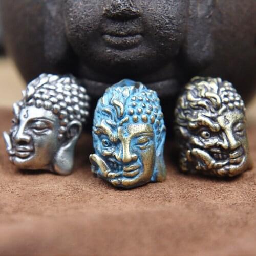 Half Devil Half Buddha Face Brass Paracord Bead DIY Umbrella Rope EDC Bracelet Accessories Knife Lanyard Pendant Religious Charm