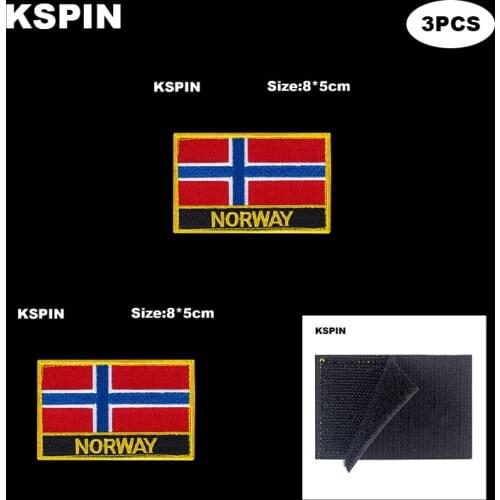 Rectangle National Flag Patch Hook Loop Norway Badges Armband 3D Stick on Jacket Backpack Stickers