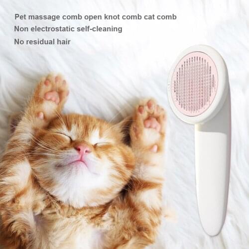 Kimpets Cat Comb Dog Comb Hair Remover Selfcleaning Flea Comb Pet Massaging Cats Hair Brush Cleaner Pet Cleaning Supplies