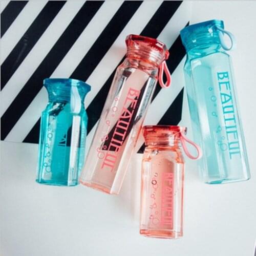 Manufacturer wholesale hand-held rope fresh portable glass simple fashion rectangular multi color cup can be customized