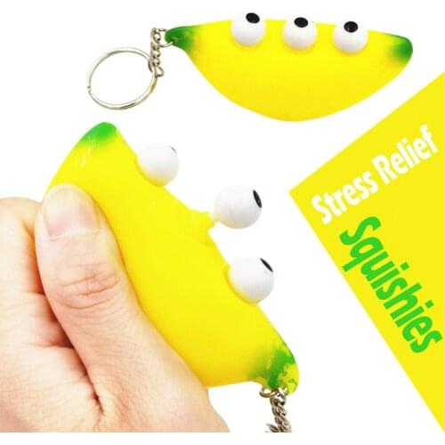Squeeze Stress Relief Fidget Bn Toys Banana Keychain Stress Reliever Scented Super Slow Rising Kids Squeeze Toy #W5
