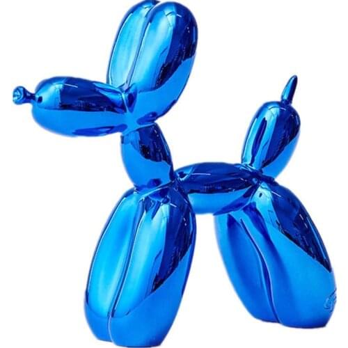 Blue Metallic Plating Balloon Dog Statue Dog Ornaments Resin Office Living Room Home Soft Decorations Creative Simulation Craft