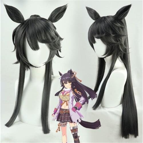 Umamusume Pretty Derby Narita Brian Cosplay Brown Black Long Ponytail Heat Resistant Synthetic Hair Halloween Party + Wig Cap