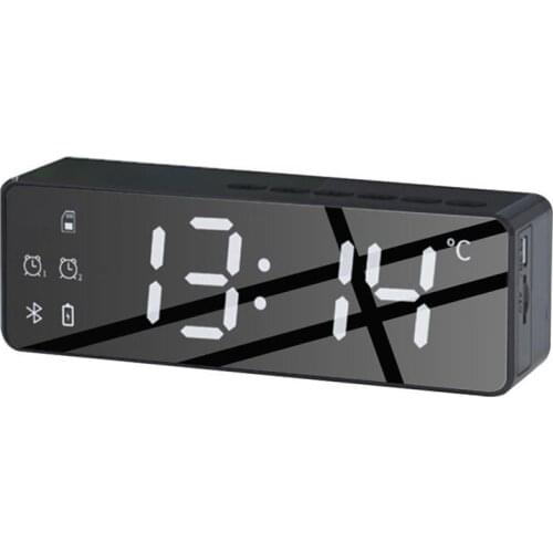 B119 Smart Wireless Bluetooth Sound box Bedside Alarm Clock Stereo Subwoofer with Temperature Monitor Dimmable Display