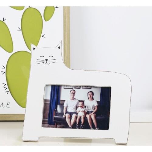 Vintage Style European Wooden Photo Frame Rustic 6 Inch Photo Lovely Cat Decorative Wood Picture Frame Home & Office Decoration
