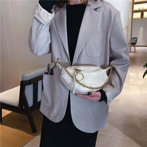 Women Fashion Chain Decoration Wasit Shoulder Bag Adjustable Ladies Sling Bag Casual Tote Party Bag
