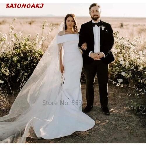 2020 Boho Mermaid Country Wedding Dress Satin Off The Shoulder Lace-Up Back Garden Mariage Gowns Vestido De Novia Undefined