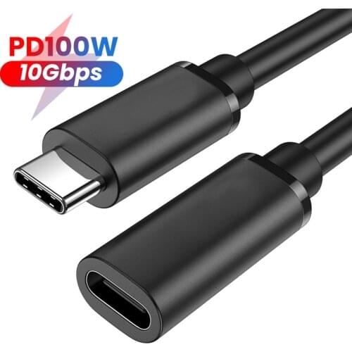 10Gbps Gen2 Type-C USB 3.1 Male to Female Extension Data 100W Charging Cable Extender Cord For Macbook Laptop Samsung Switch