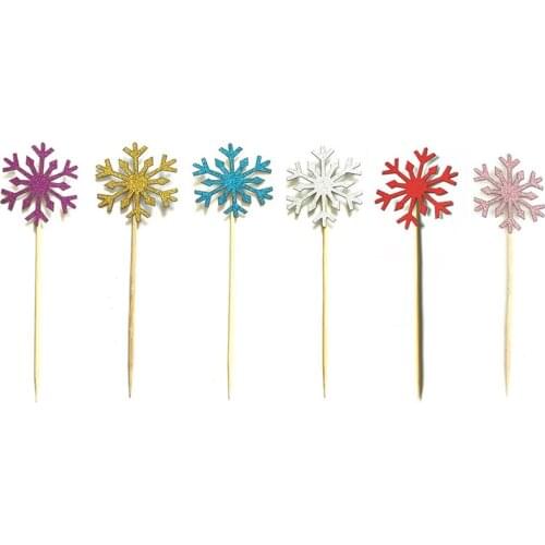 10pcs nowflake Cupcake Toppers Baby Girl Frozen Birthday Party Decorations Kids Christmas Cake Supplies Accessories