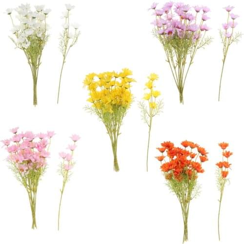 10-Branches Cute Silk Daisy Artificial Flowers Decorative Wedding Party Indoor Home Room Office Table Decoration