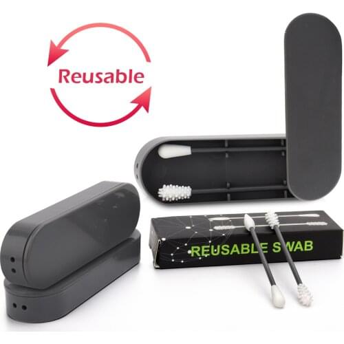 2 Pcs Reusable Cotton Swabs Portable Silicone Swab for Ear Cleaning Cosmetic Makeup Personal Skin Care