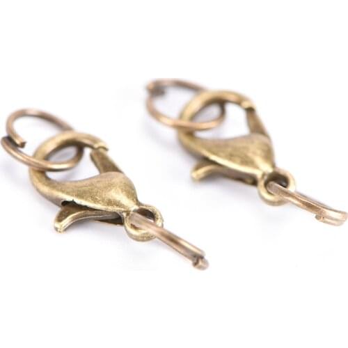 20 Pcs Lobster Claw Clasps Jump Rings Hook Beads Split Ring Boho Style Crimp End Spring Necklace Snap Chains Connector Set