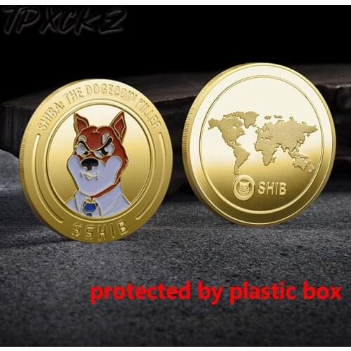 2021 Metal Gold Dogecion Coins Plated Physical SHIBA SHIB Token Coin Souvenir Commemorative Collection Decoration Crafts Coin